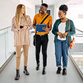 Three GenZ interns walking together