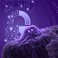 Monster giving the thumbs up to FedRAMP security with a lock icon in the background